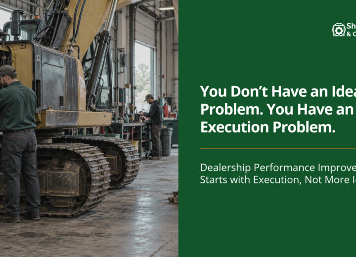 Technicians servicing heavy equipment in a workshop, illustrating the service operations side of dealership performance improvement